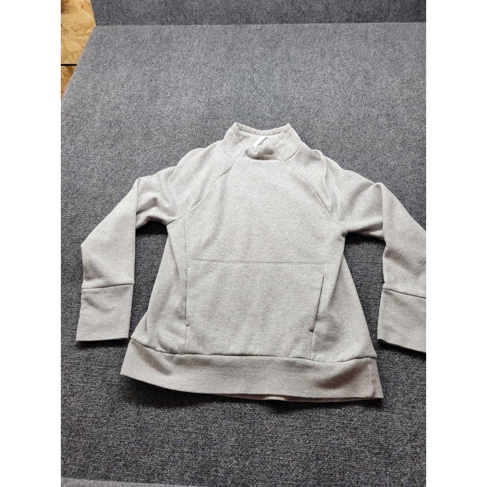 Fabletics Gray Heather Mock Neck Raglan Sweatshirt Thumbholes LS2149637-0783 M